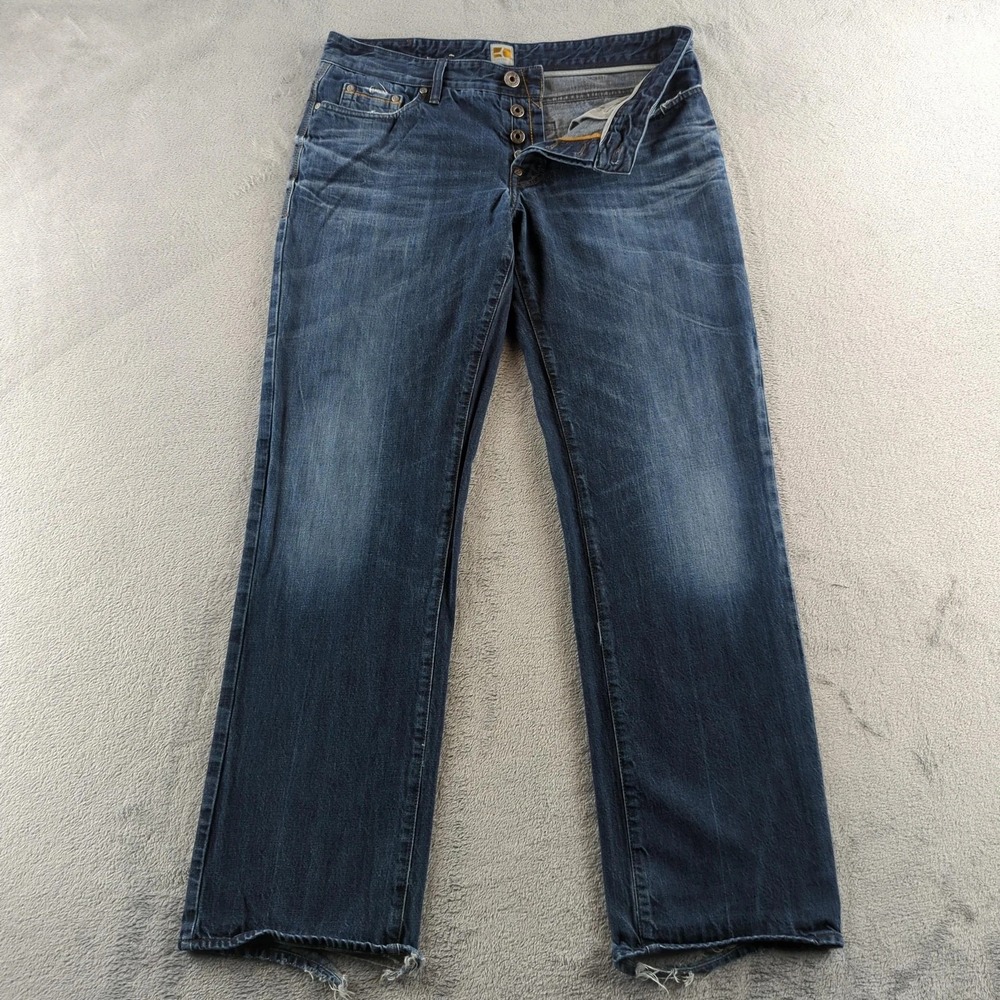 Hugo Boss‎ Orange Jeans Mens 36x34 Blue Denim Orange31 Button Fly Frayed Hem